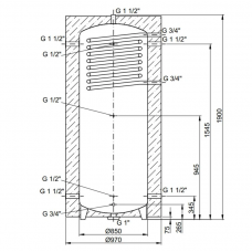 Теплоакумулятор Thermo Alliance TAI-10 1000 з теплообмінником 1,4 кв. м з ізоляцією 60 мм